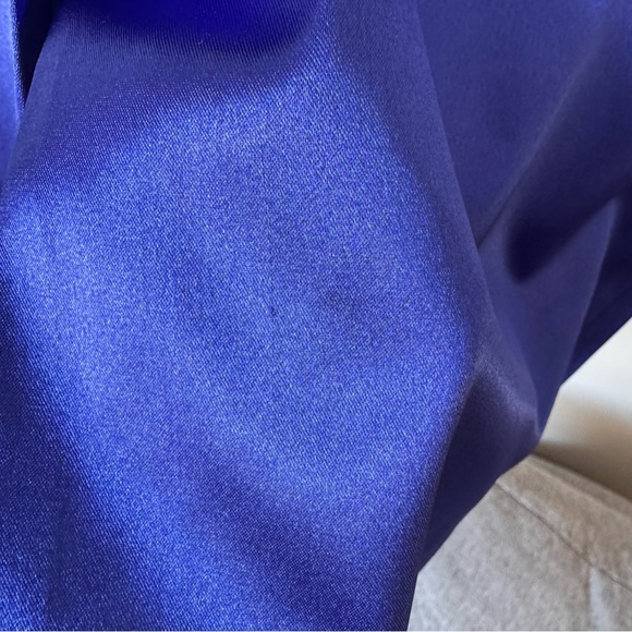 Eliza J Blue Satin Off-the-Shoulder Cocktail Dress Sz 2 | Knee Length Evening - Picture 11 of 16